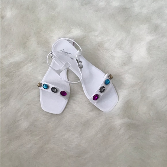 White Multicolored Jeweled Jelly Sandals!! - Picture 1 of 3